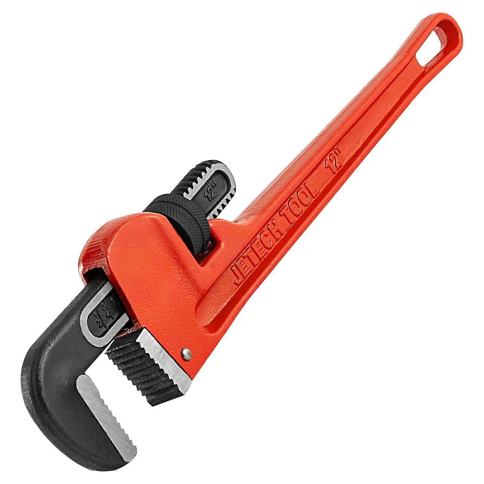 JETECH 12-Inch Heavy-Duty Flat Pipe Switch with Adjustable Floating Hook Jaws and I-Ray Handle, Red Aluminum Plumber Tool