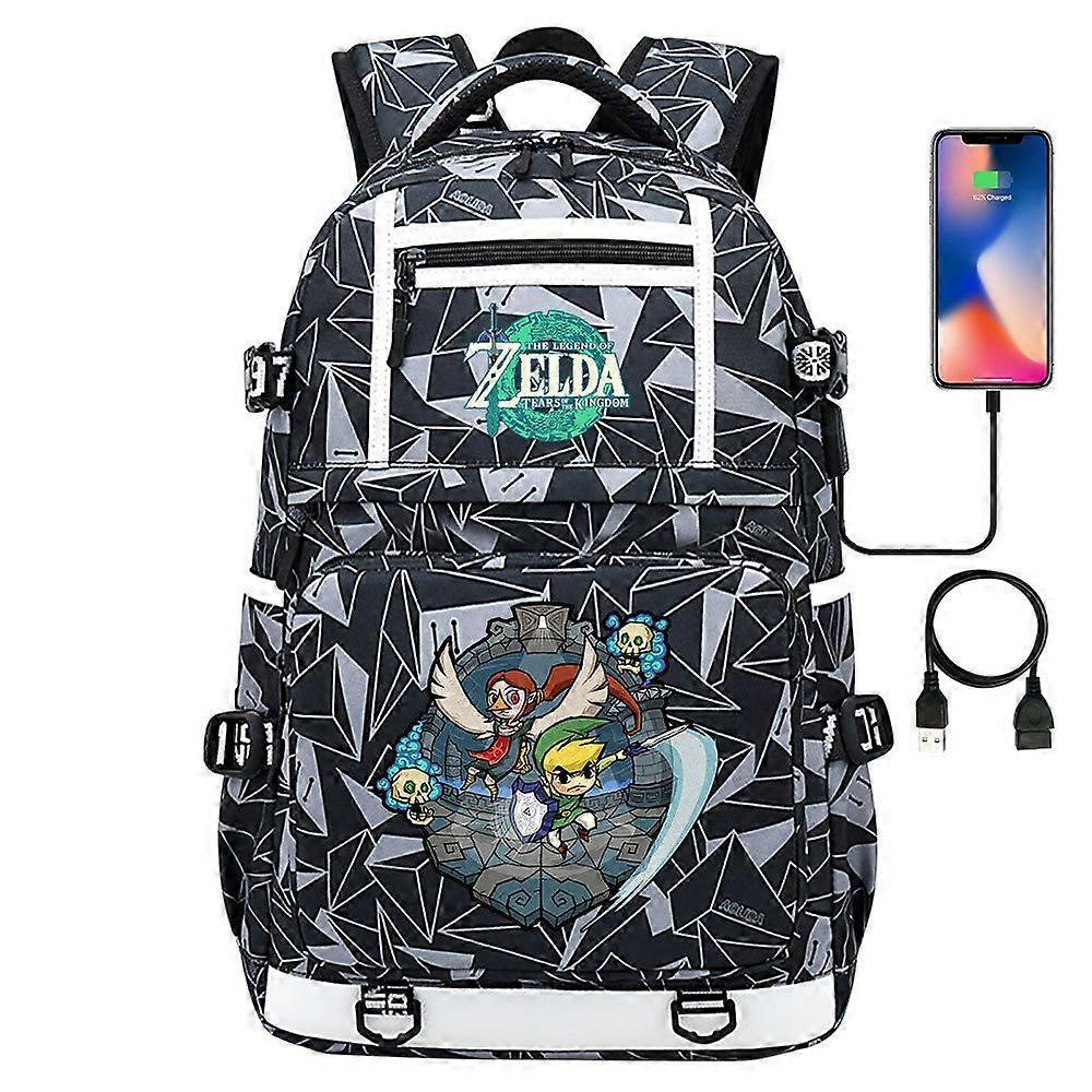 حقيبة ظهر Zelda-link للمراهقين والطلاب وحقيبة كتب للرجال والنساء ومنفذ شحن USB وحقيبة سفر للكمبيوتر المحمول وحقيبة مدرسية غير رسمية Mochila