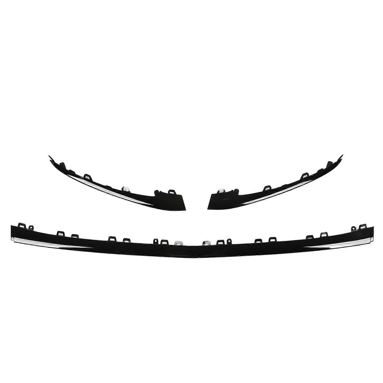 3pcs Front Bumper T Molding Cover Replacement for Mercedes‑Benz S‑Class W222 V222 AMG Line Facelift 2018‑2020
