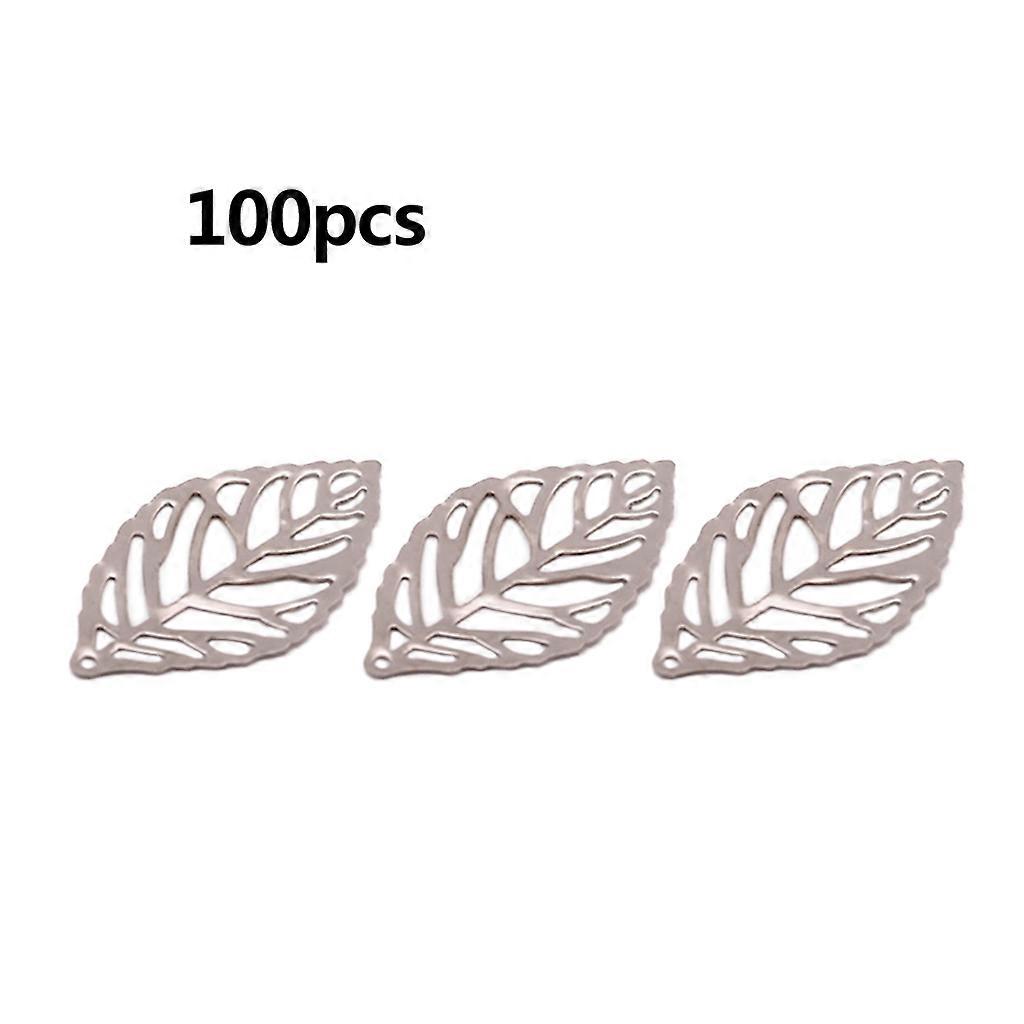 100Pcs Hollow Leaf Frame Pendant Cabochon Base Setting for Key Frame Pendant Bezel Setting DIY UV Resin Charms silver