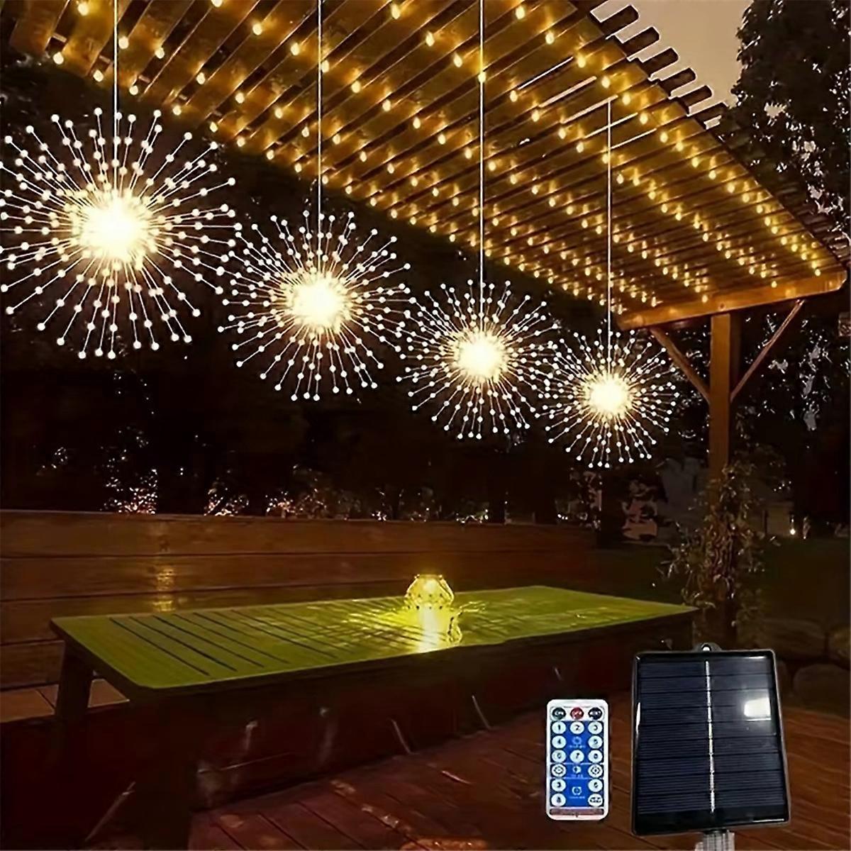 5x96 LEDS Hanging Solar Firework Light 8 Modes Remote Control Solar