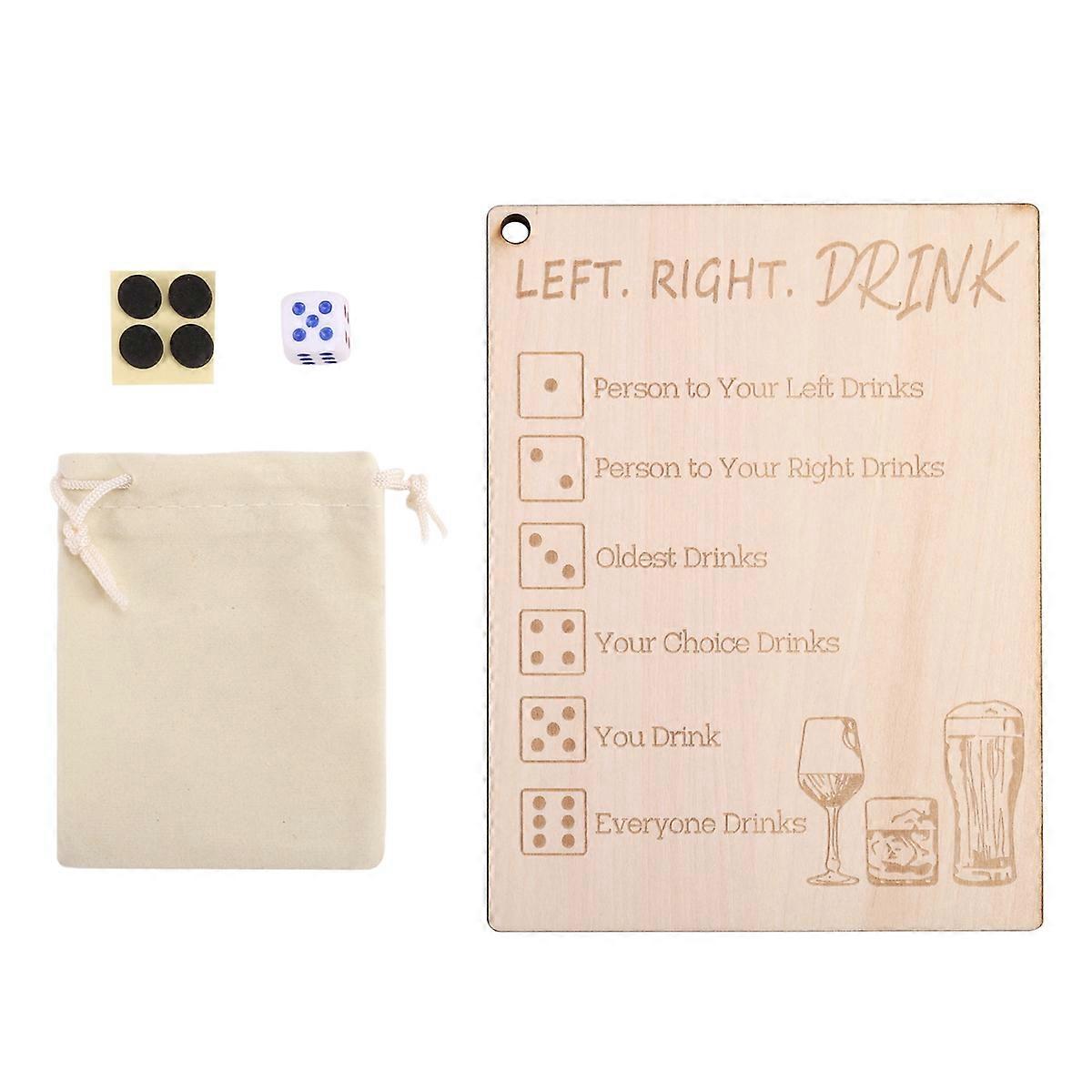  Game Wooden Left Right Drink Square Funny Adult with Dice Dice Tray