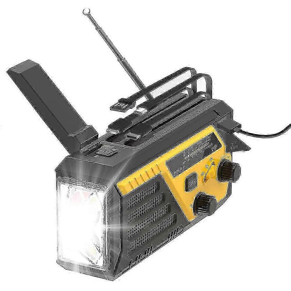 6000mah Emergency Hand Crank Radio, Am Fm Weather Radio With Phone Charger, 3 Modes Flashlight, Sos