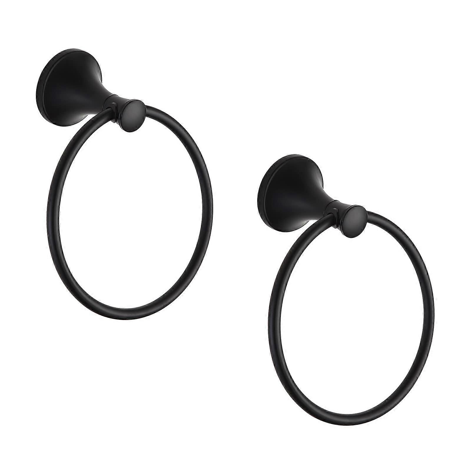 2 Pack Black Towel Rings for Bathroom Accessories