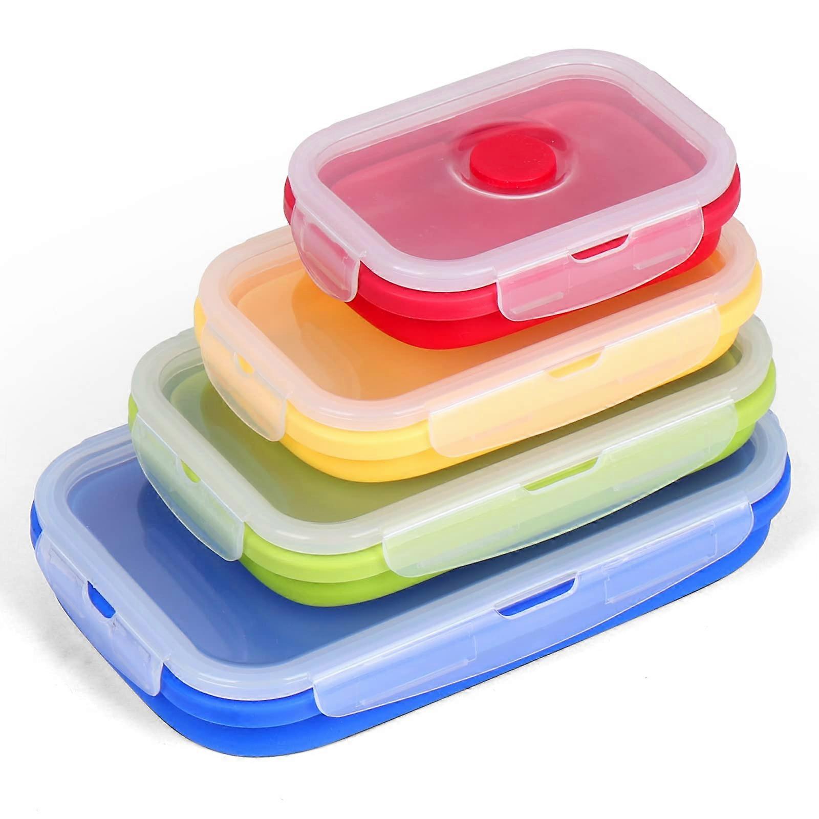 4 Containers Collapsible Silicone Food Storage Container for Meal Prep Lunch Box