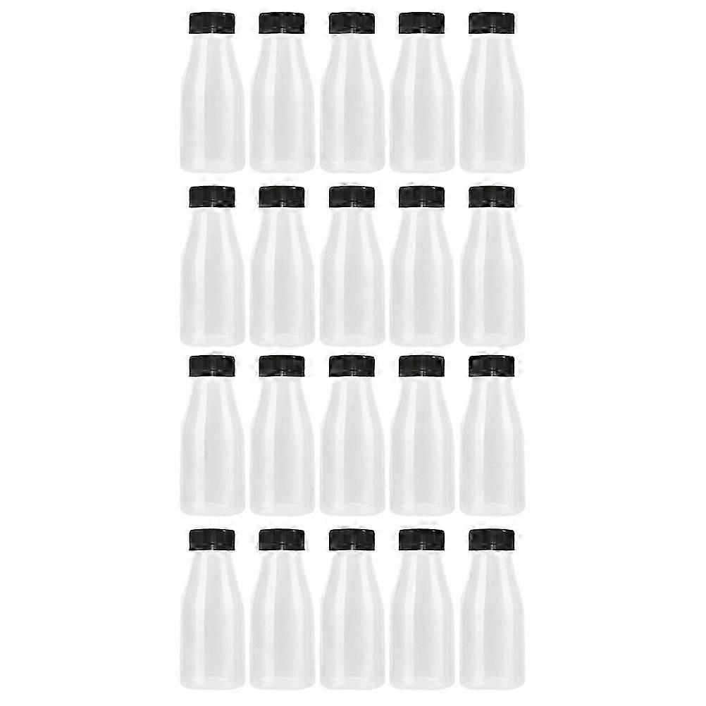 20pcs Milk Bottles with Lids Transparent Yogurt Bottles Multipurpose Beverage Bottles