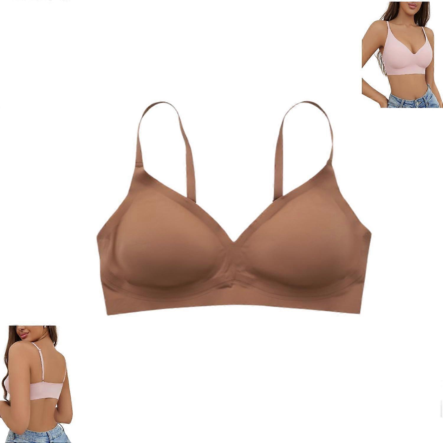 Womens Seamless Bra Full Coverage Wireless Push Up Bra for Women (Chestnut Brown,Medium)