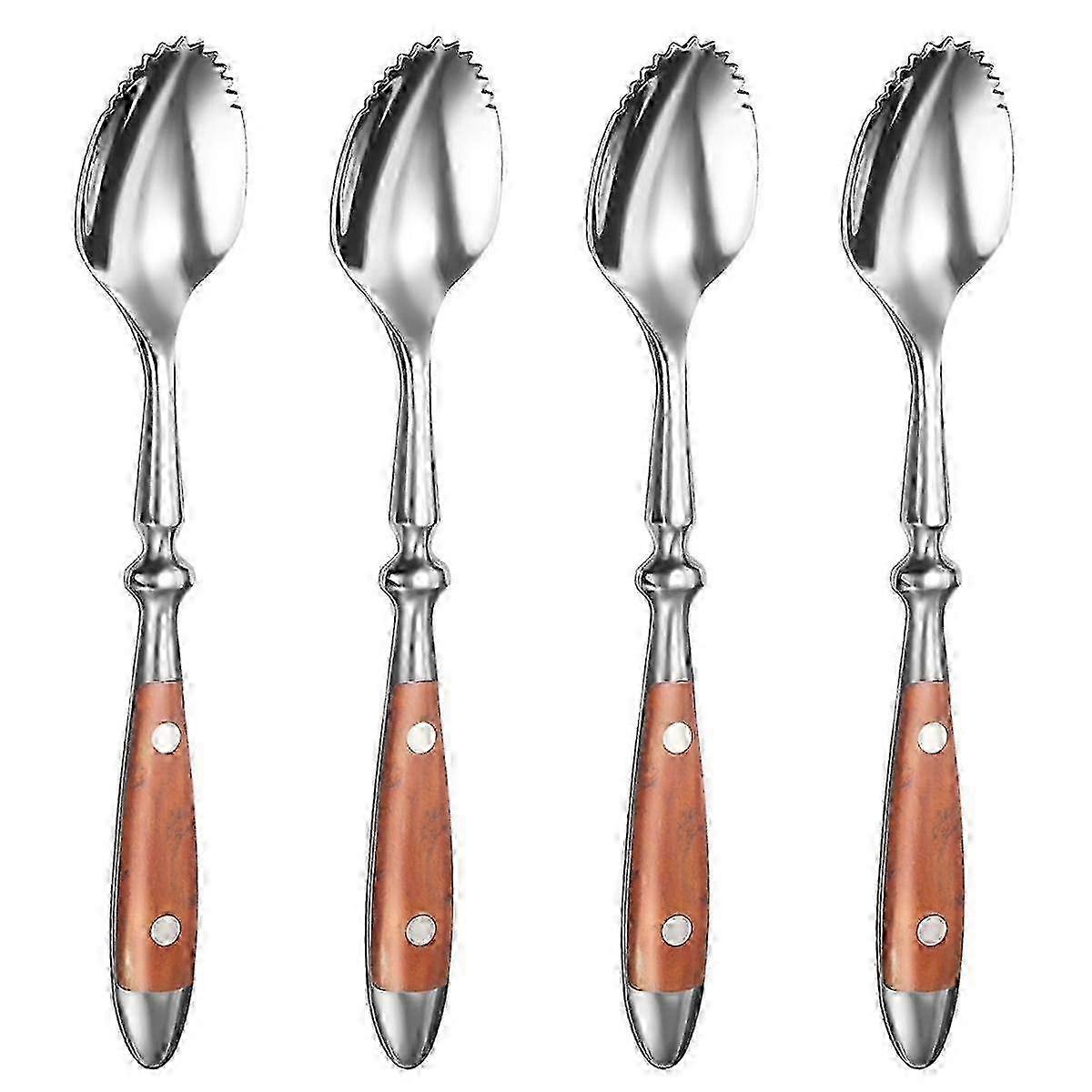 Cucchiai di pompelmo JiaWei, cucchiaio di pompelmo seghettato da 4 pezzi, cucchiaio da frutta in acciaio inossidabile 18/8 Cucchiaio da kiwi con 7UL