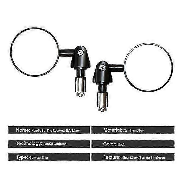 Qx Universal 2pcs/pair Motorcycle Rear View Mirrors Round 7/8" Handle Bar End Foldable Motorbike Side Mirror For Cafe Racer
