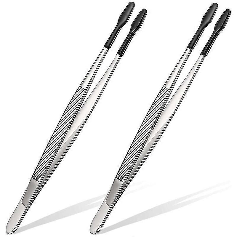2 Pieces of Rubber Tip Tweezers PVC Silicone Precision Tweezers Laboratory Industrial Hobby Craft Tweezers Tool-Black