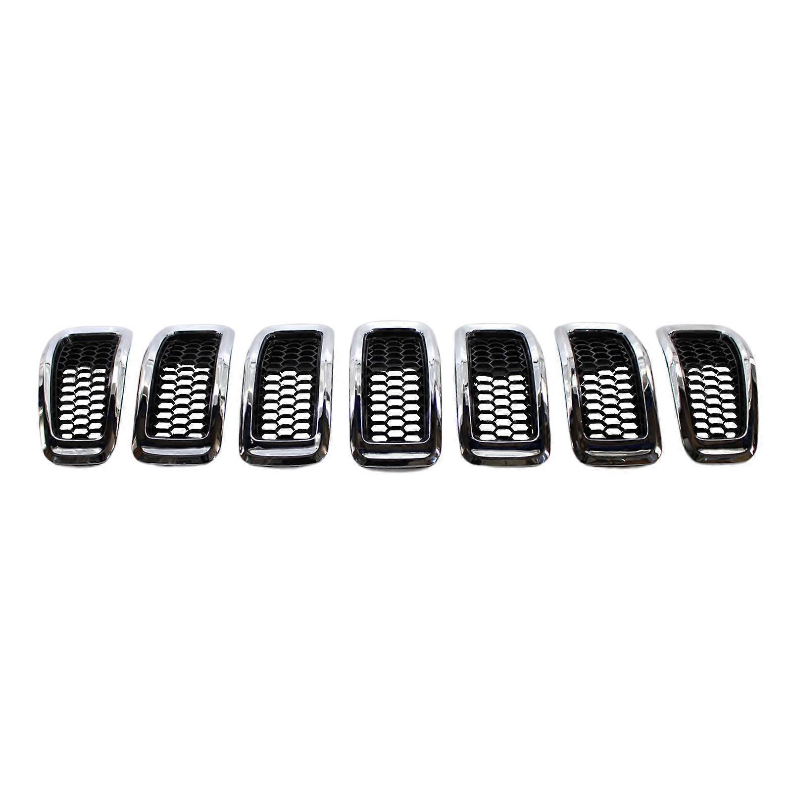 7Pcs Grill Inserts Replace with Chrome Rings 68303626AA for 2014-2018