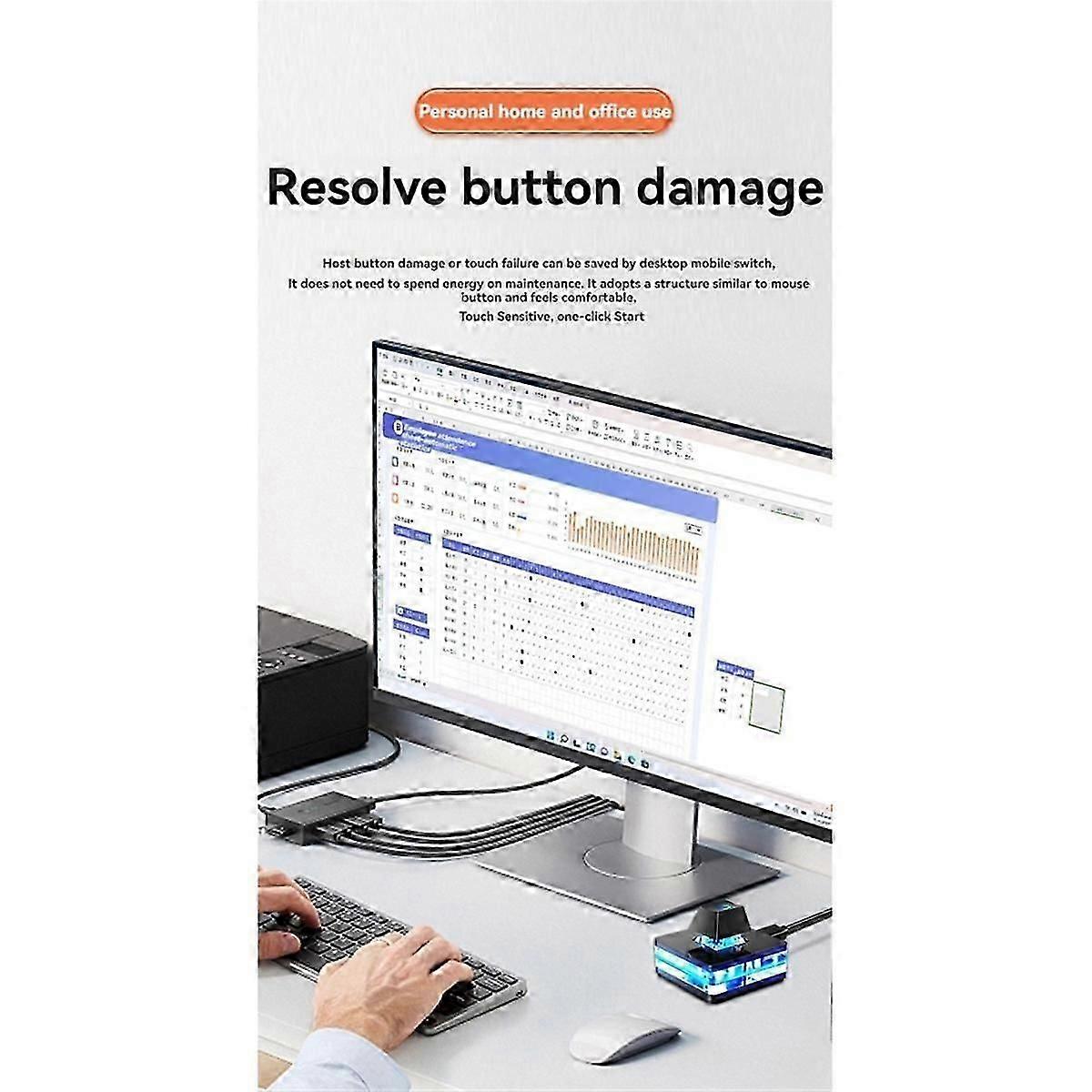 Computer Desktop Switch Blue LED Computer Motherboard External Start Power Button Extension Cord Co