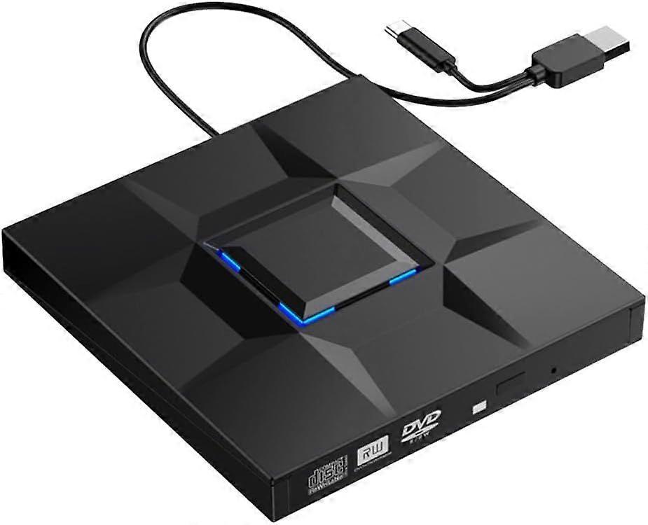 External DVD Portable CD Drive DVD+/-RW Burner Optical Drive USB 3.0 Type-C for Laptop PC Desktop