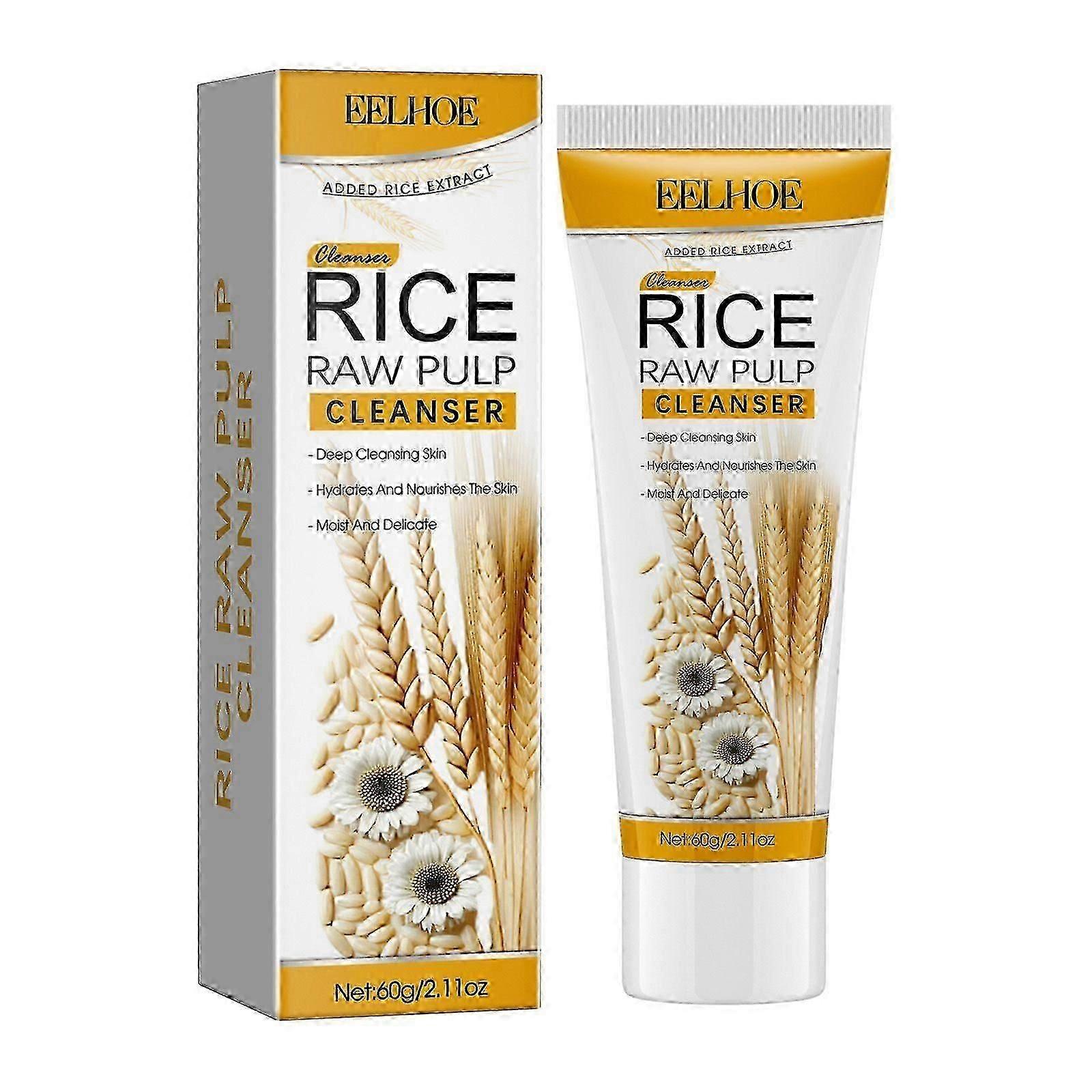 Rice Raw Pulp Cleanser, Clear Pores And Lighten Dull And Delicate Skin Foam Cleanser