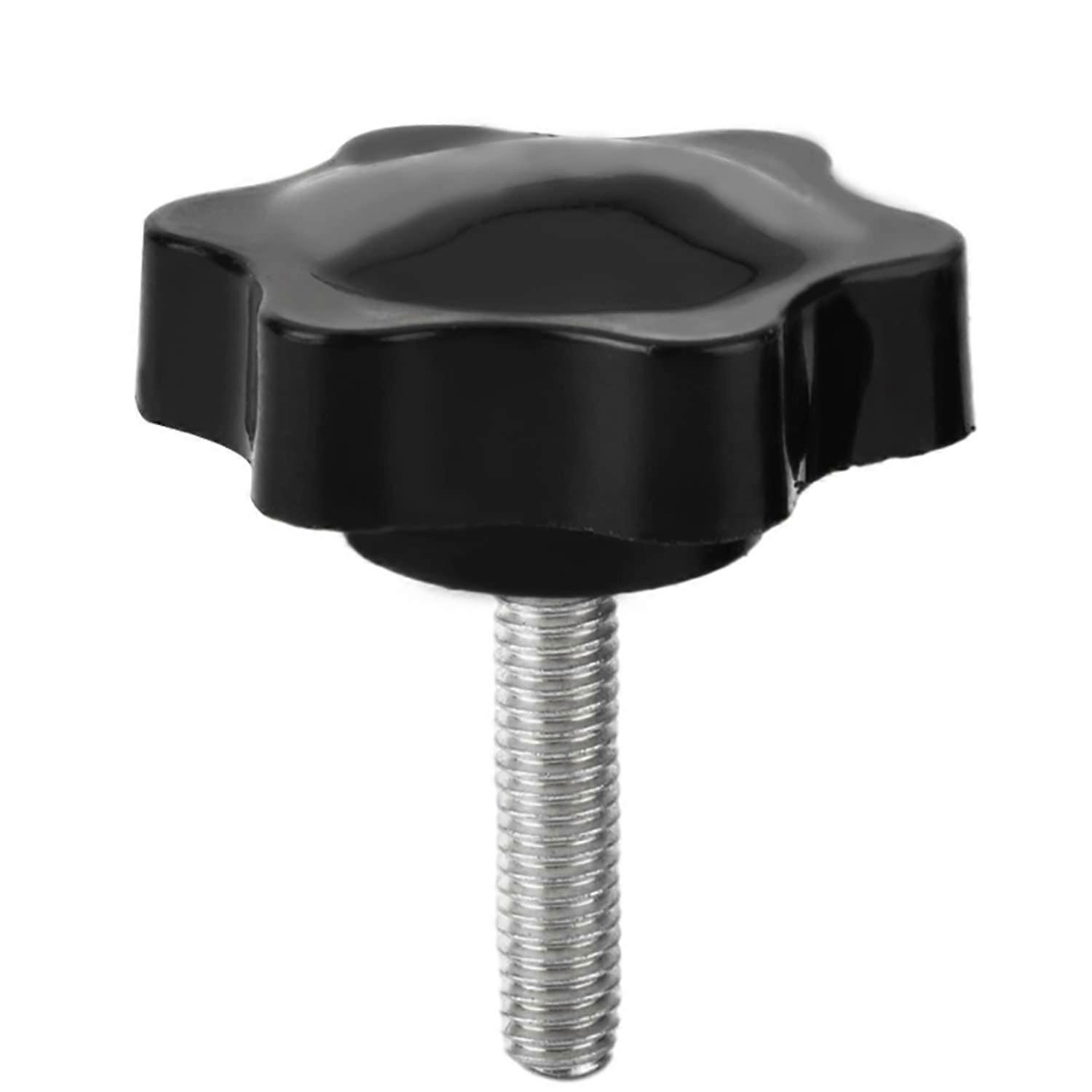 Male Thread Knurled Clamping Knobs M6x30mm, Plastic Star Head Grip Hand Bolt Knobs, 50mm Long Black Metal Studs