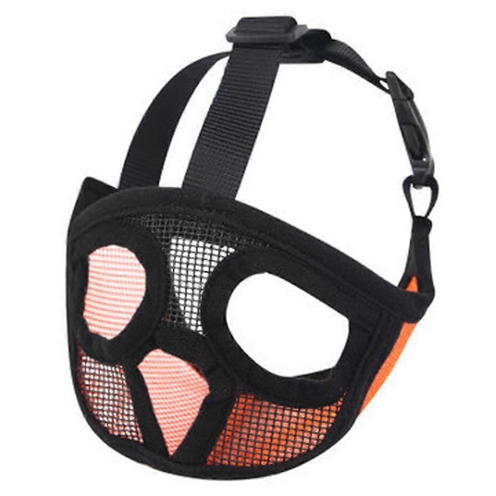 Short Dog Muzzle - Adjustable Breathable Mesh Muzzle For Biting Chewing Barking Training - Orange