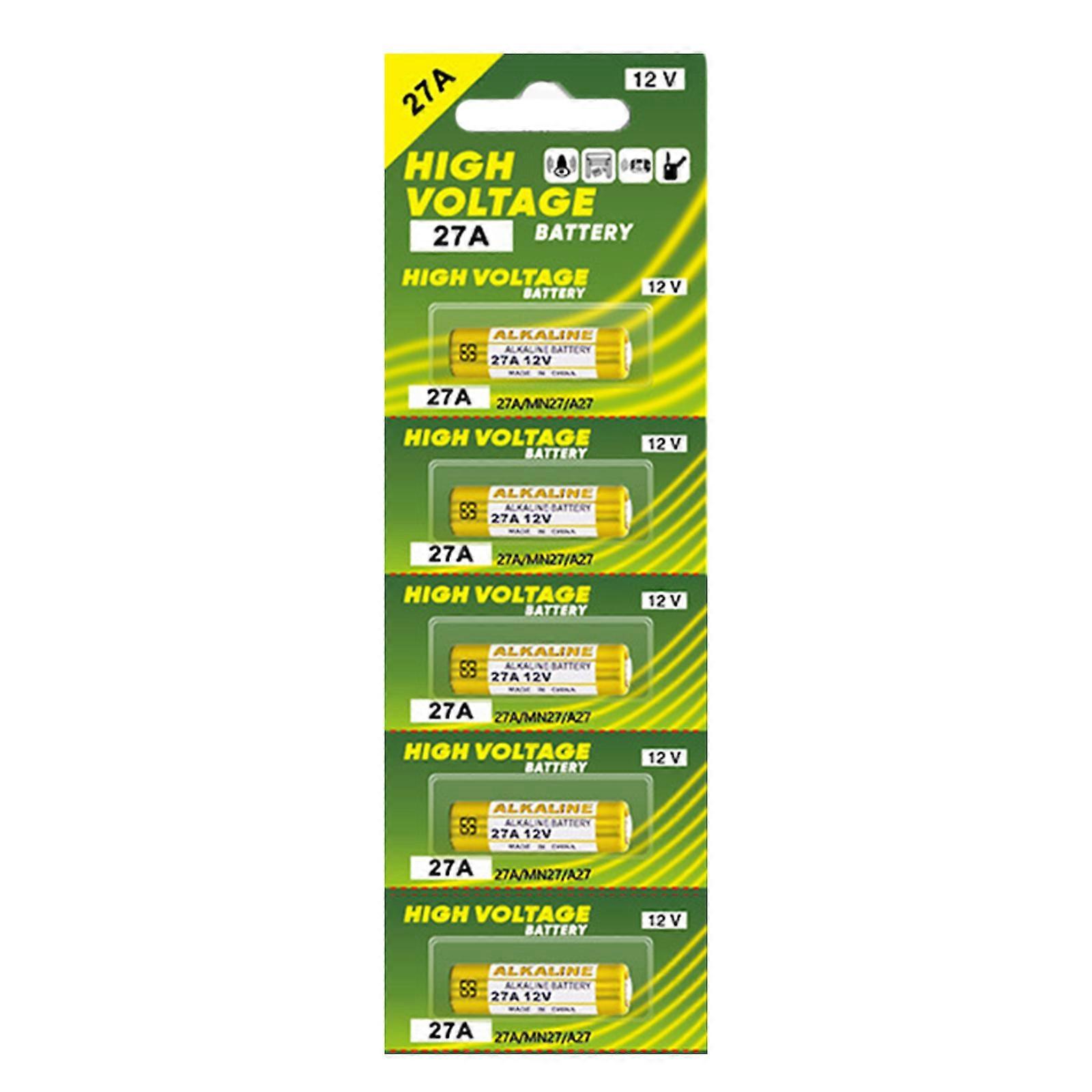 5 Pieces 27A 12V Alkaline Battery A27/V27A/LR27A/WE27A for Car Alarm Remotes Ceiling Fan and Home Security Systems