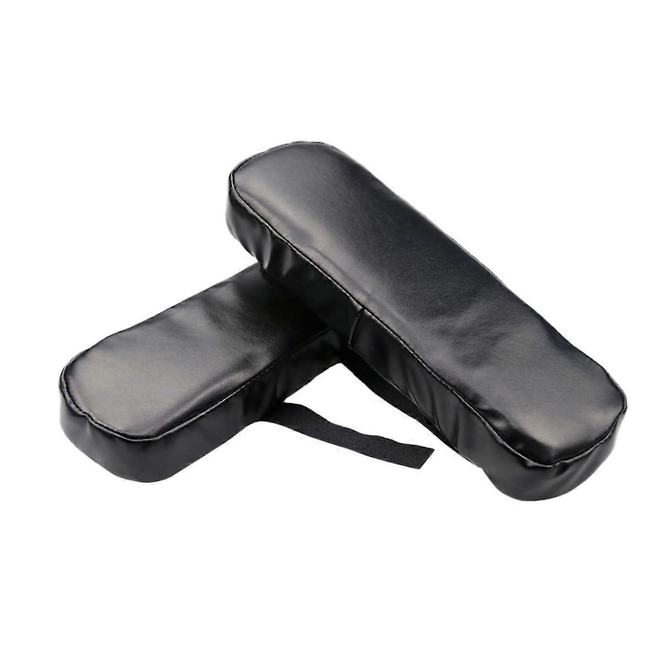 2Pcs Memory Foam Chair Armrest Pads with Straps for Office and Home Chairs, Elbow Support Cushions in Black