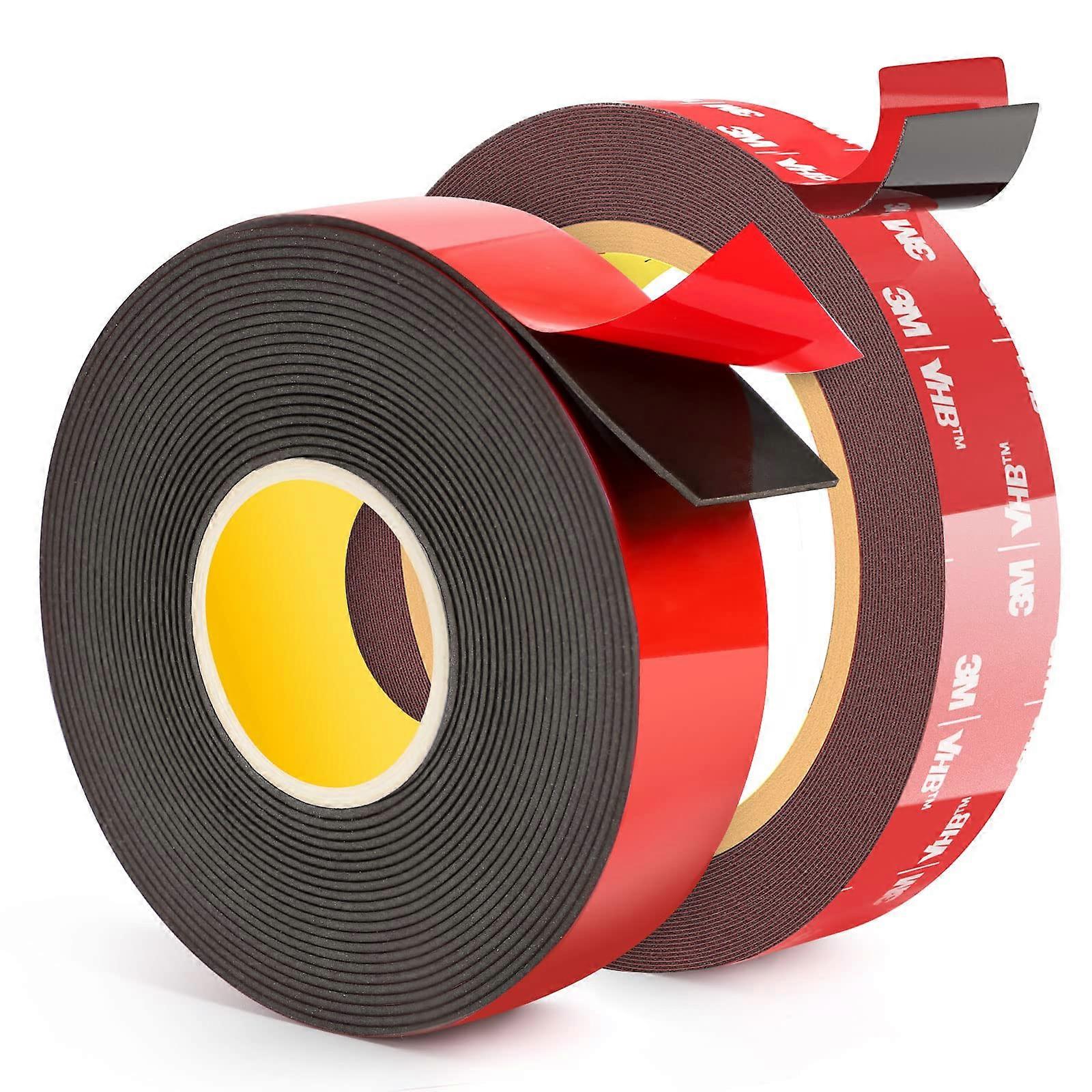 Double Sided Tape, 16ft 2 Rolls, Strong Adhesive Foam Tape for Walls