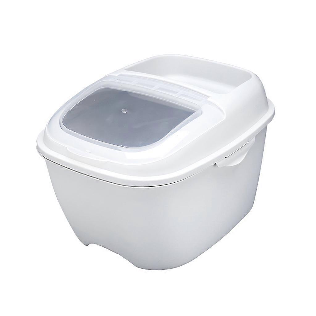 Reusable 10kg Large Capacity Rice Airtight Holder Grain Flour Container with Flip Lid Food Storage Box Sealed Kitchen Gray