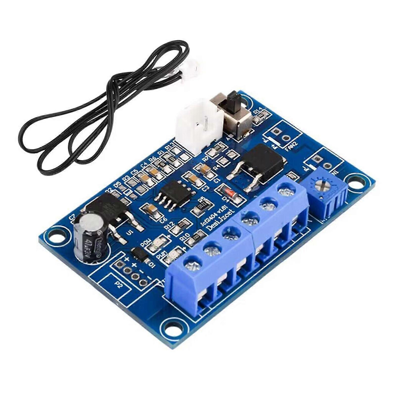 24V PWM Motor Speed Controller Adjustable Fan Temperature Control Module with Temperature Sensor for 12V 24V