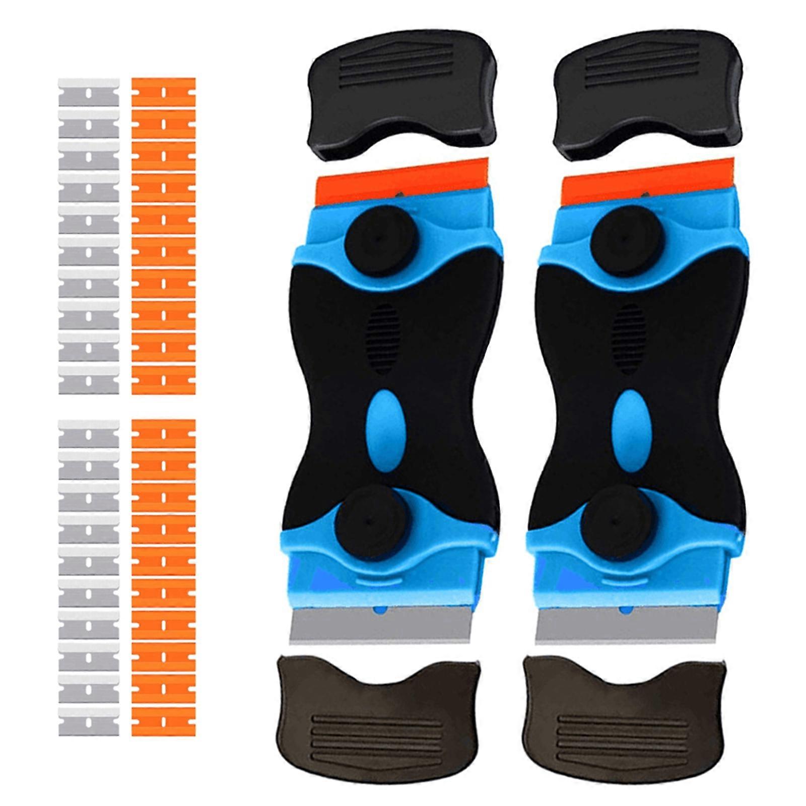 2 Sets Window Glass Sticker Cleaning Razors 2 in 1 Scraper with Blade Auto Car Glues Squeegee Remover Cleaner Tools
