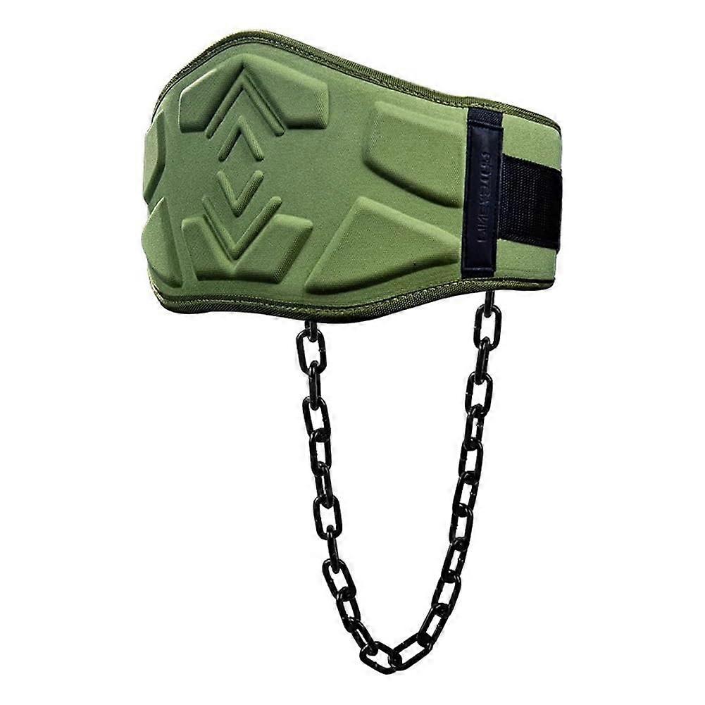 Weighted Pull-Up Belt for Deadlifts and Squats, Thick Chain Weight Belt for Gym Training, Green Color