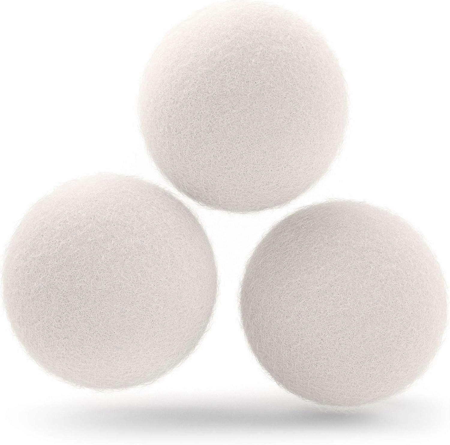 Dryer Balls - Natural Fabric Softener Reusable - Reduces Wrinkles, Lint & Drying Time (3-Pack,6cm)