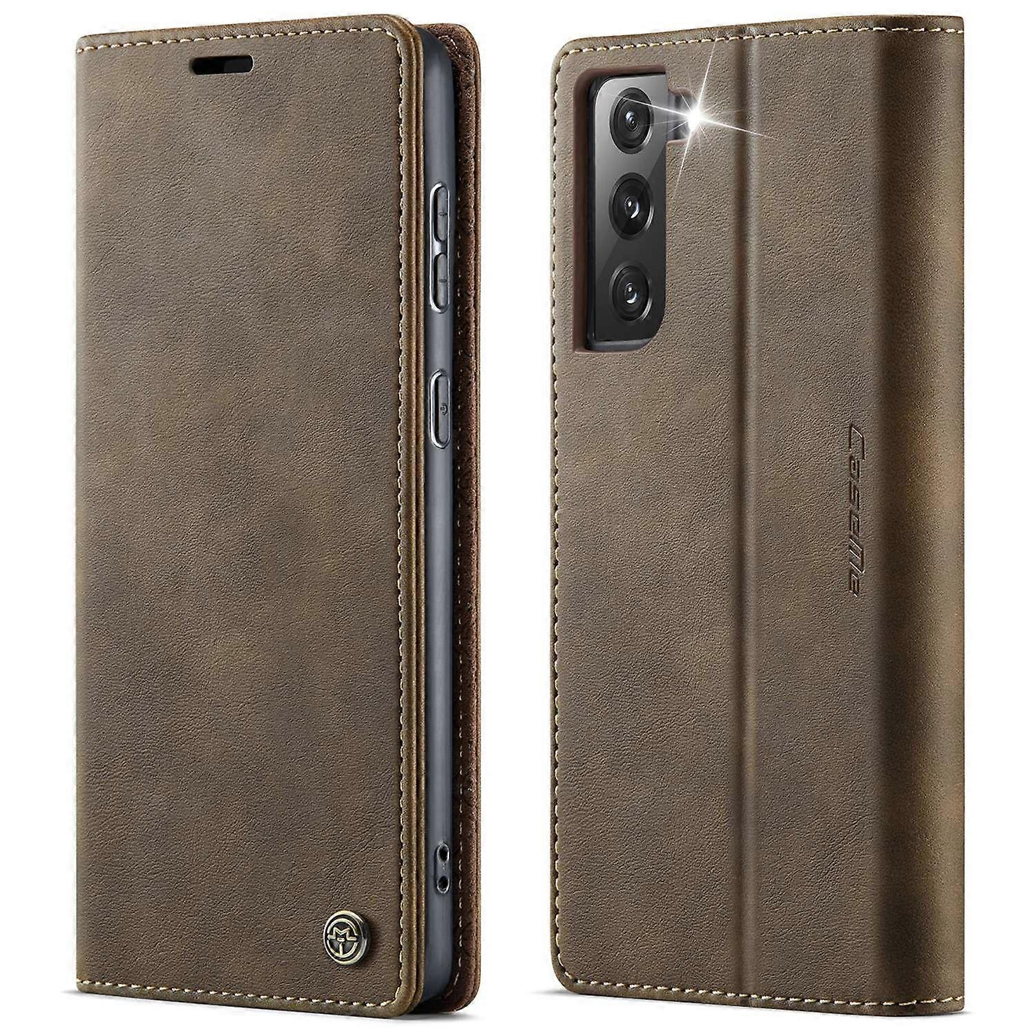 For Samsung Galaxy S21 FE 5G Case CASEME 033 Series RFID Blocking Wallet Stand Phone Cover