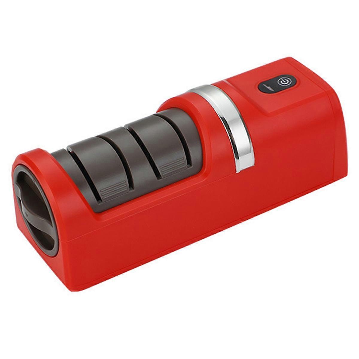 Electric Rechargeable Cutter Sharpener - Quick Polishing Multifunctional Kitchen Gadget Red