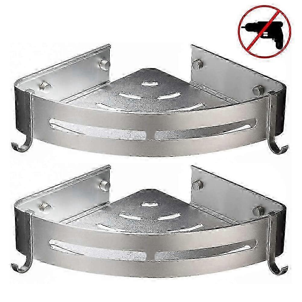 Rustproof Aluminum Shower Caddy with Strong Adhesive Hooks - No Drilling Needed