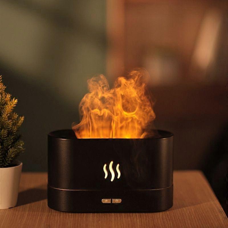 Black Humidifier Diffuser, 0.18L, 2 In 1 Aroma Diffuser, Air Humidifier, Flame Mist With 2 Brightnes