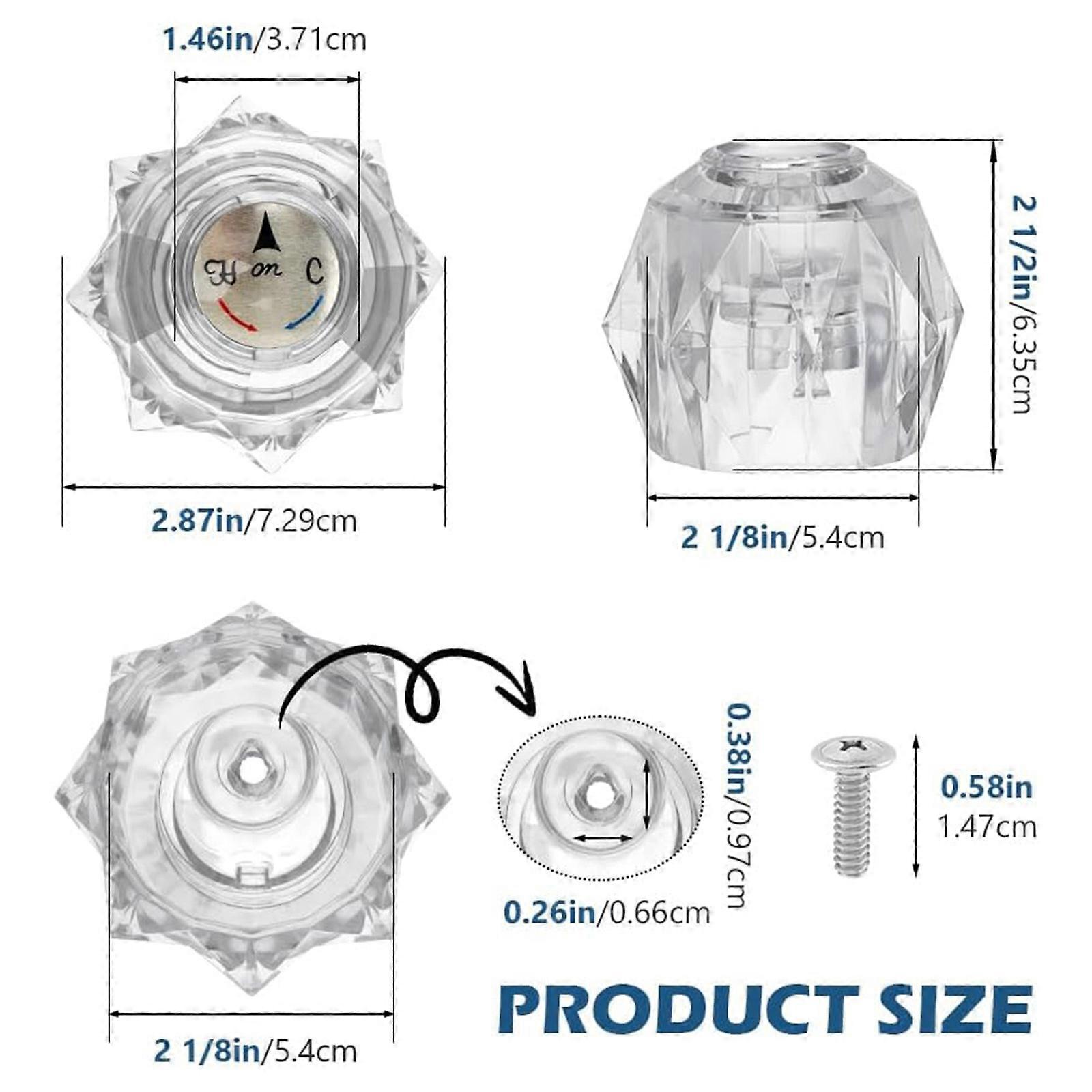 Geometric Shape Bathtub Faucet Knob Replacement Clear Acrylic Handle Hot  Cold Water Control for RP2391 Compatibles | Fruugo ES