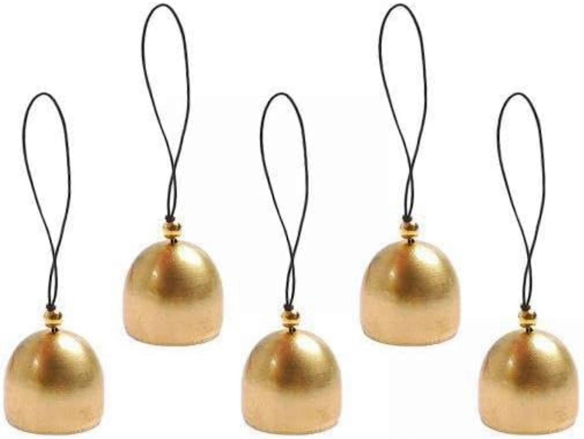 Mini Bell Christmas Decorations Brass Pendant Set 5Pcs Small Size For DIY Crafting