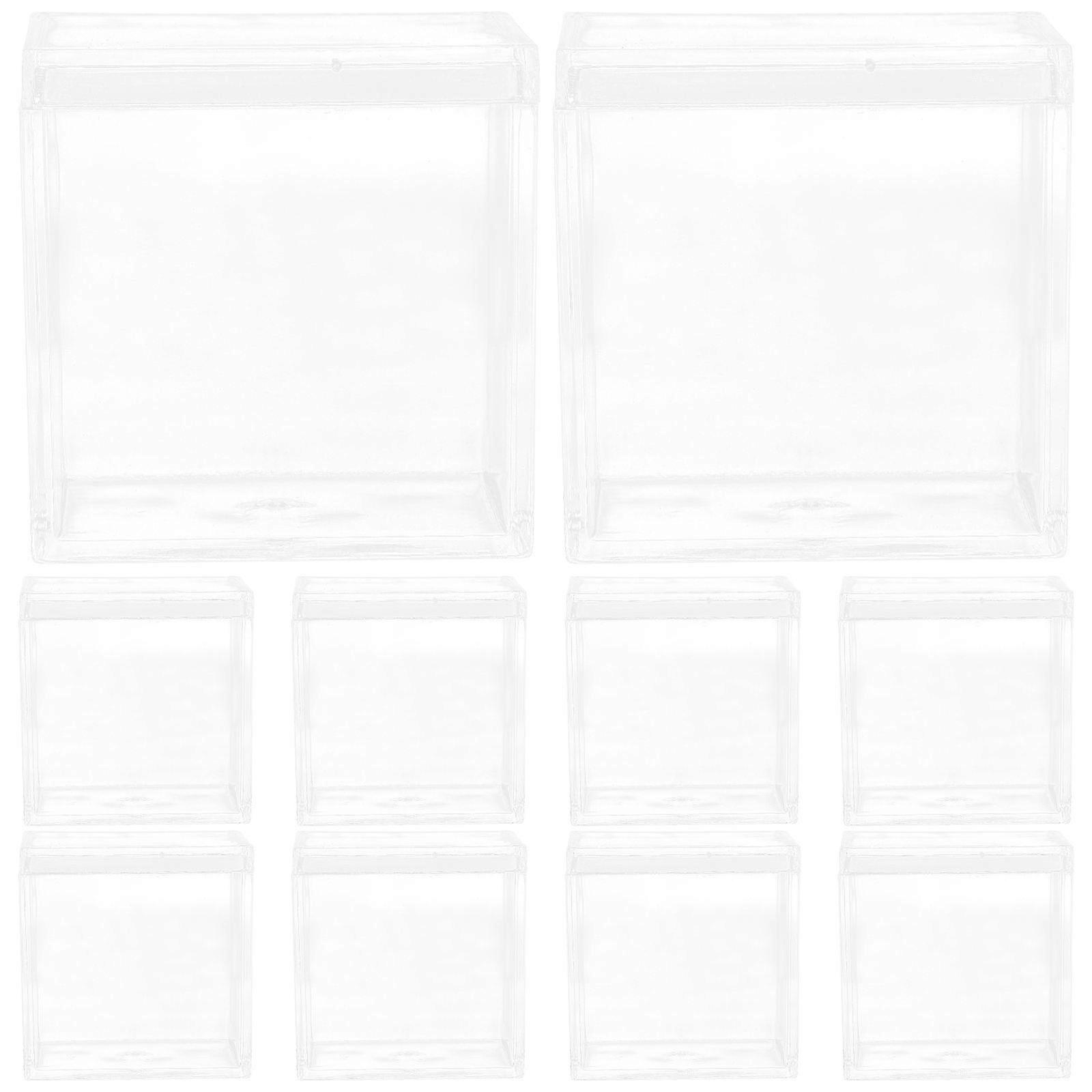 10pcs Transparent Acrylic Boxes for Storage and Gifts Square Packing Boxes Clear Plastic