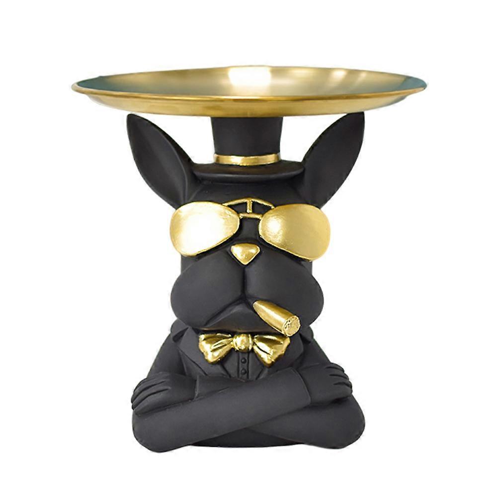 Creative Resin Dog Shape Decor Tray for Home Display with Bright Black Color and Store Functions 1Pc