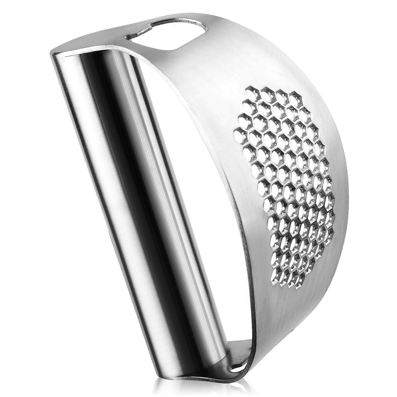 Garlic Press Rocker Stainless Steel Dual Function Garlic Crusher Dishwasher Safe Easy Grip Design