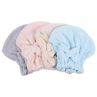 Hair Drying Cap Coral Fleece Quick Dry Cap for Shower Use 4Pcs