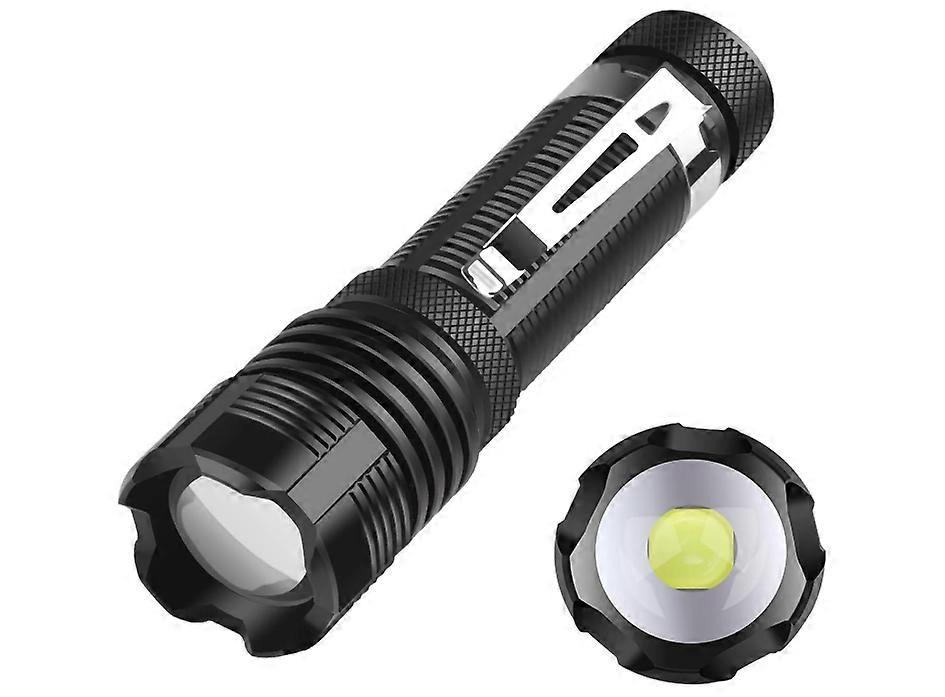 Super Bright XHP50 500 Lumens LED Mini Torch Lightweight Small Powerful Military Pocket Flashlight 5 Light Modes Adjustable Focus(Black)