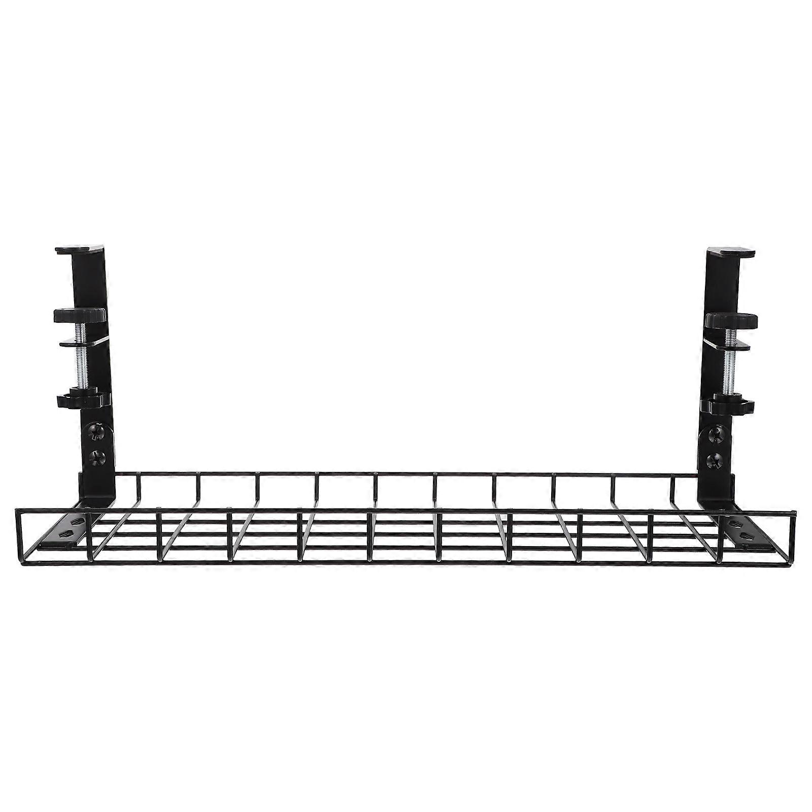 Compact Under Desk Cable Tray No Drill Durable Wire Management Rack for Office Home Black