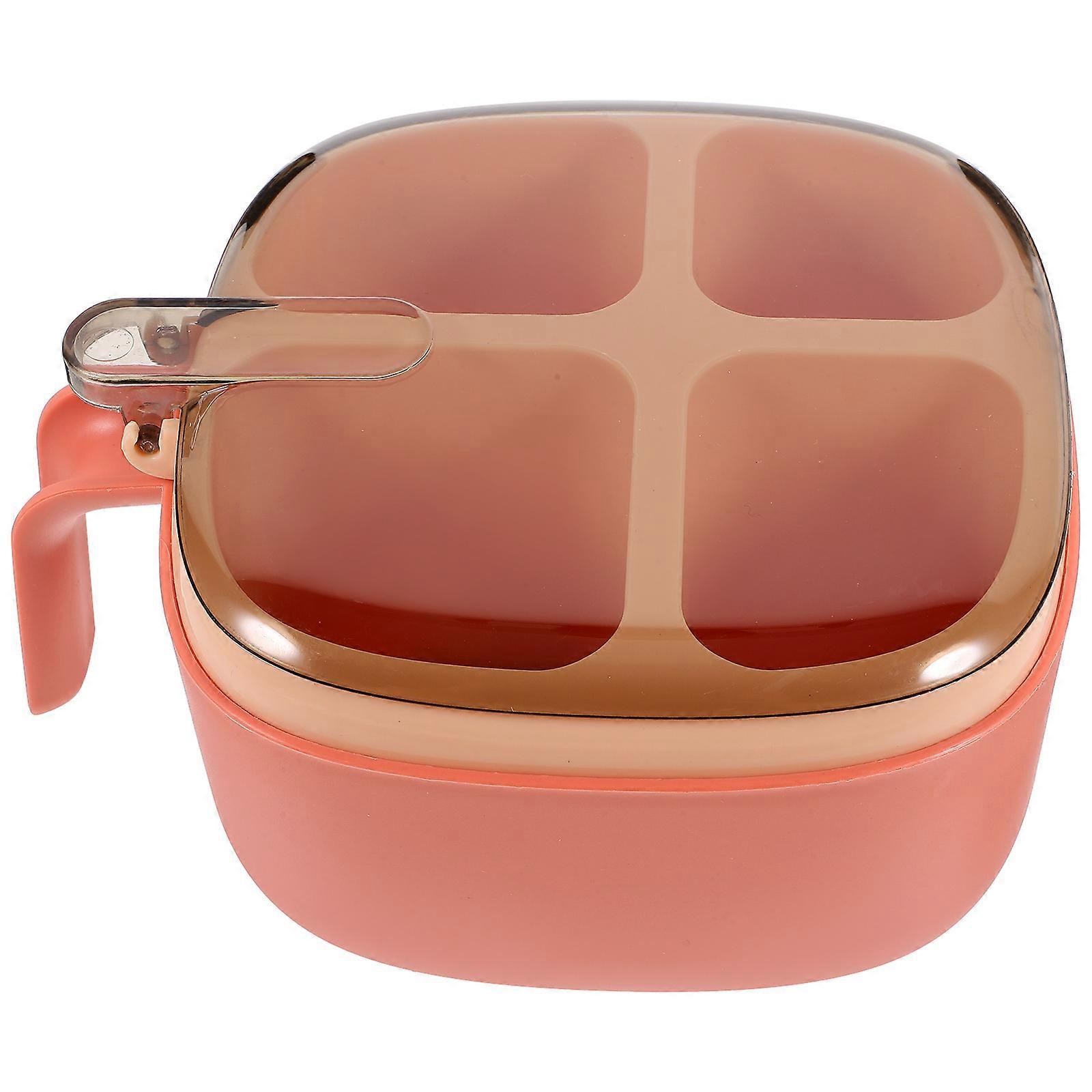 Compartment Box Kitchen Multi-Grid Condiment Container Box Kitchen Use Pink 7.1X5.5X3.1in Storage 1Pcs