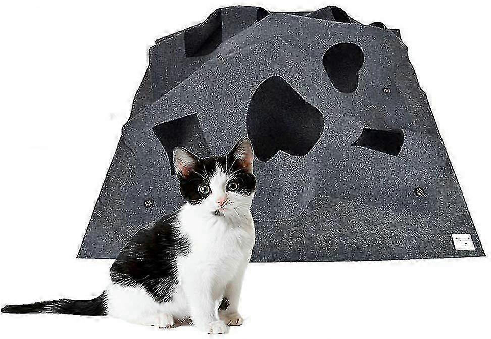 猫のおもちゃのアクティビティ - デラマン プレイ マット 猫のインタラクティブ トレーニング マット、ダーク グレー