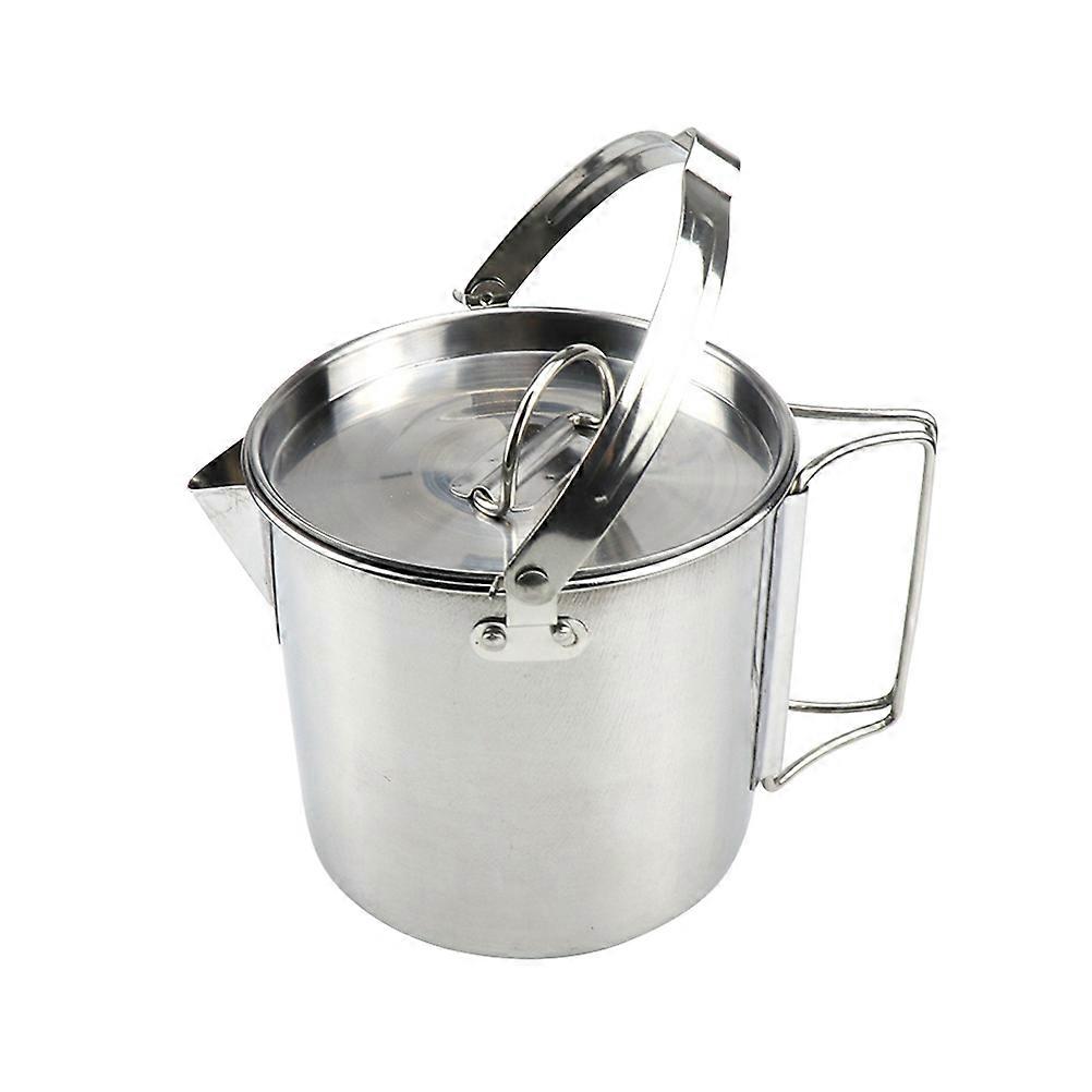Stainless Steel Collapsible Kettle with Foldable Handle for Camping, Hiking, and Outdoor Use – Hangable Cookware for Boiling Water, Coffee, and Tea