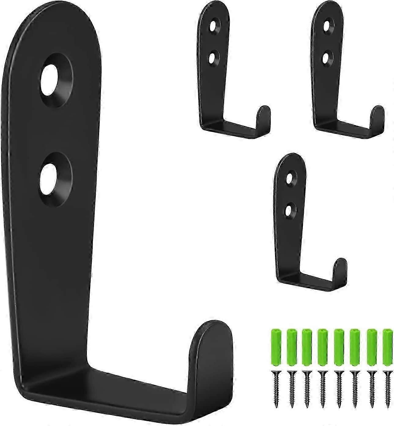 Coat Hooks Door Hooks,4pcs Wall Mounted Coat Hook with 8pcs Screws & Anchors - Black - ya0