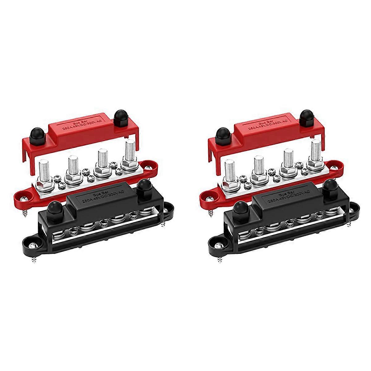 4x 250A 12V Bus Bar Battery Power Distribution Block Car Audio 12 Volt DC Busbar 4 X 3/8Inch Posts 6