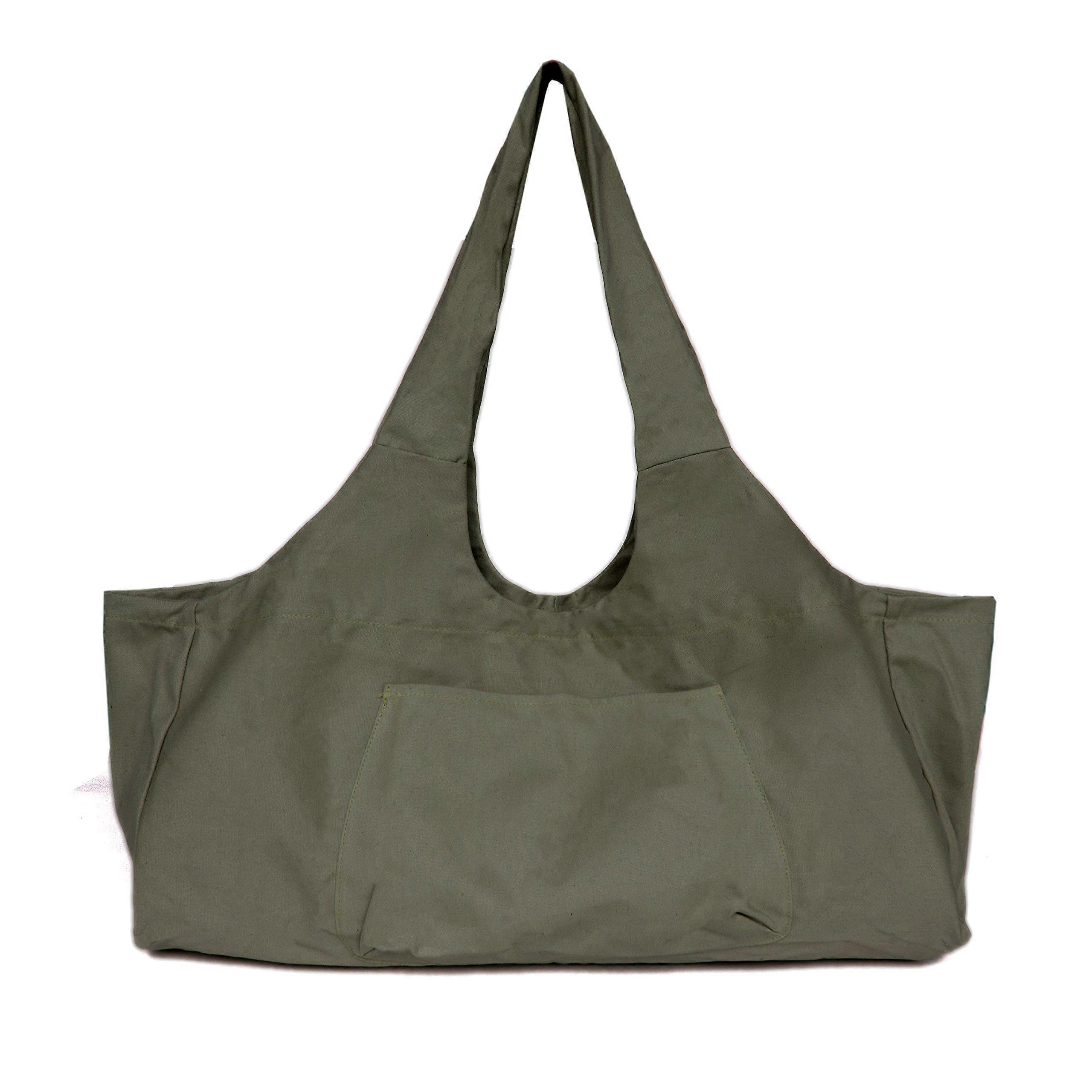 Yoga Bag Large Canvas Yoga Mat Bag Army Green with Inner Zipper Pocket for Most Mat Sizes