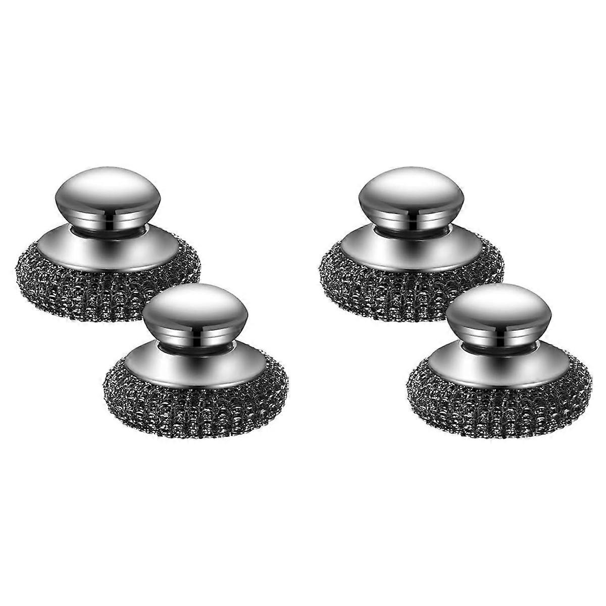 Paquet de 4 autolaveuse à vaisselle en acier, brosse à vaisselle en acier inoxydable avec poignée pour nettoyer la vaisselle, fonte, Stoc
