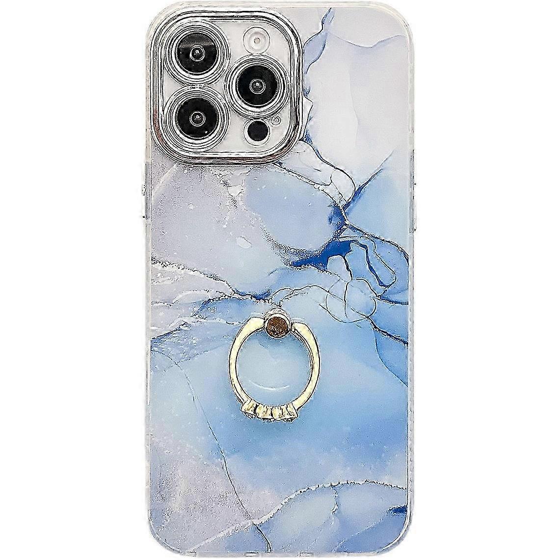 Case with Kickstand for Certain Brand Phone, IMD Marble Pattern, Electroplated Cover