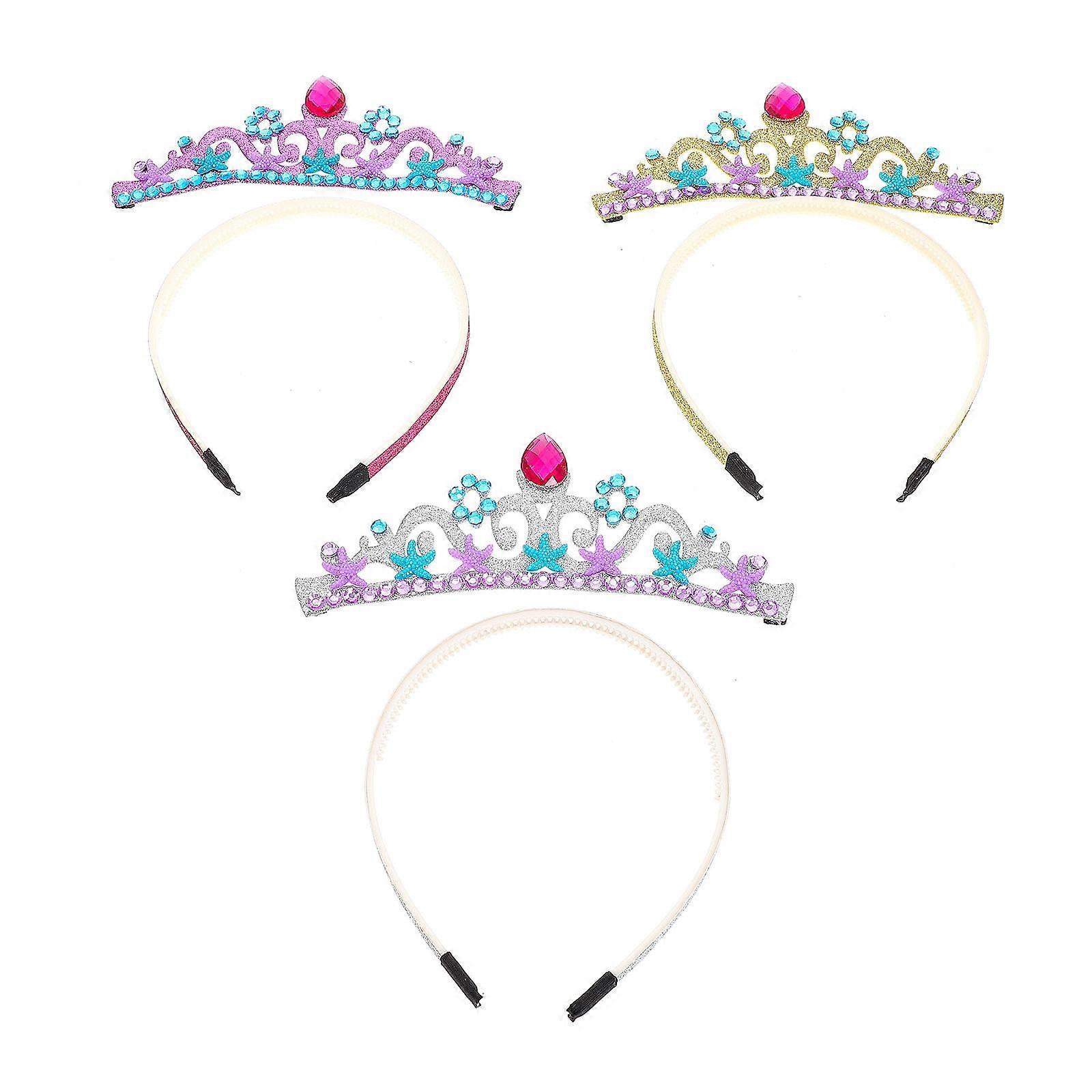 Girls Accessories Detail Girl Crowns Tiara Props Circular Shape Non-Woven Cloth Fashion Accessory For Stage Performance 3Pcs