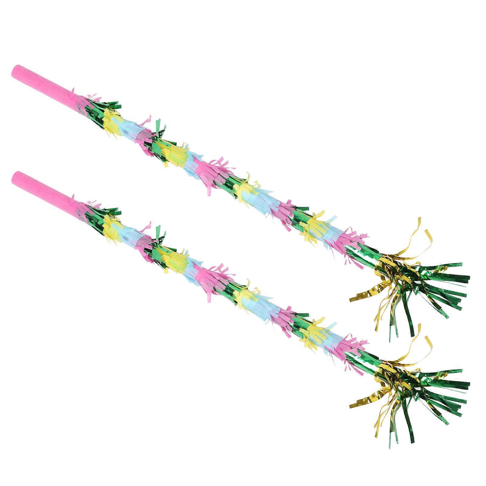 Festive Gatherings Celebration Tool Pinata Beating Stick Multi Colorful Design Candy Smashing 2Pcs